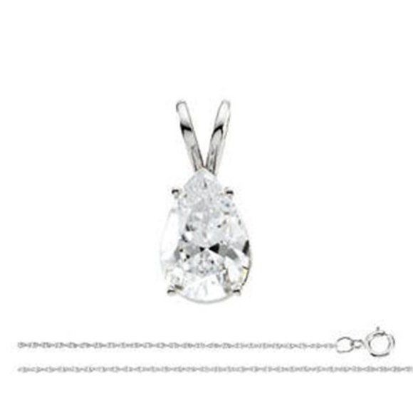 Pear Diamond Pendant 14K White (0.81 Ct D Vs1 ) Gia C47200016 - Picture 1 of 5